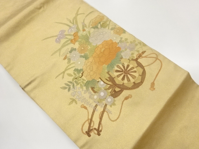 相良刺繍　花車模様名古屋帯
